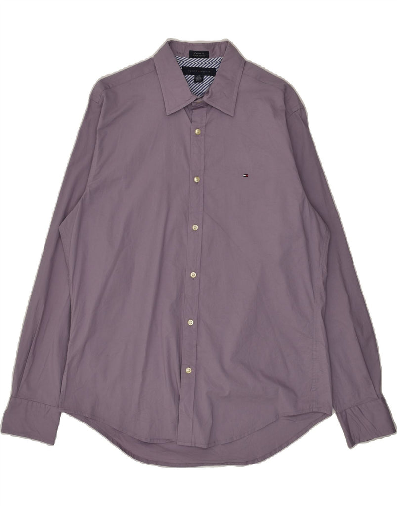 TOMMY HILFIGER Mens Custom Fit Shirt Medium Purple Cotton | Vintage Tommy Hilfiger | Thrift | Second-Hand Tommy Hilfiger | Used Clothing | Messina Hembry 