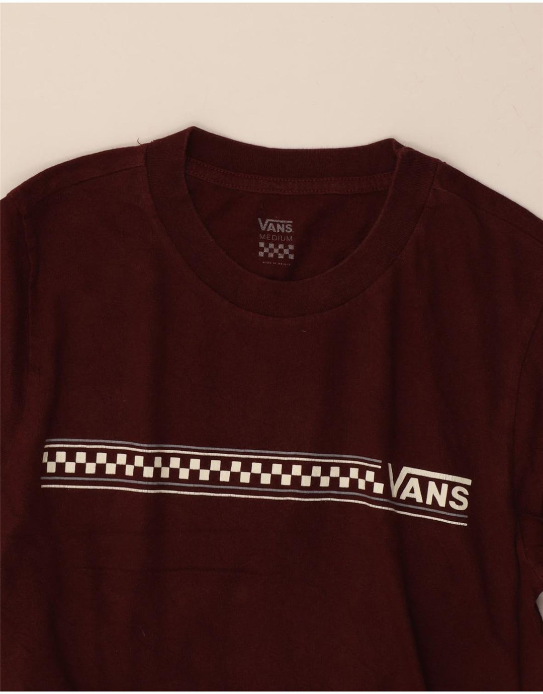 VANS Womens Graphic T-Shirt Top UK 12 Medium Burgundy Vintage Vans and Second-Hand Vans from Messina Hembry 