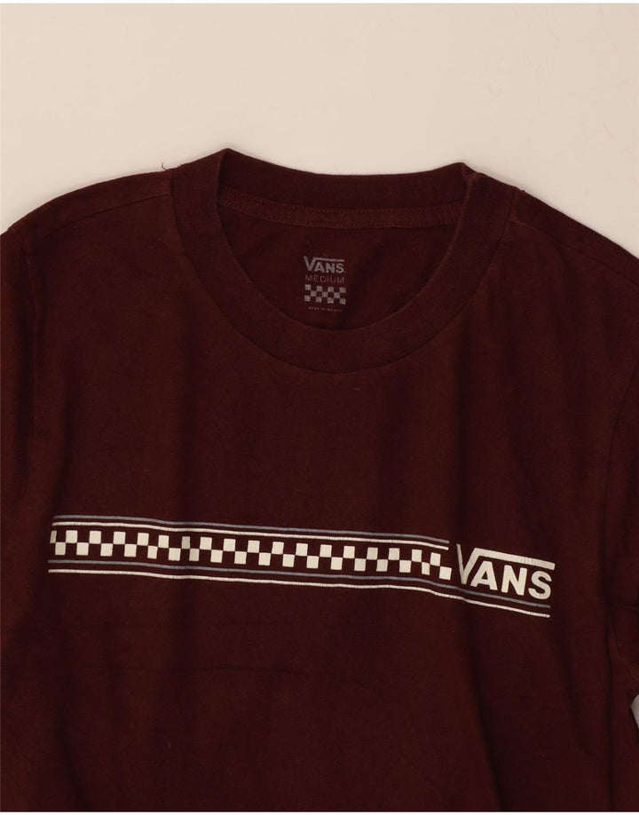 VANS Womens Graphic T-Shirt Top UK 12 Medium Burgundy Vintage Vans and Second-Hand Vans from Messina Hembry 