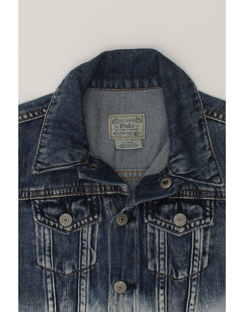 POLO RALPH LAUREN Boys Denim Jacket 4-5 Years Navy Blue Colourblock Cotton | Vintage Polo Ralph Lauren | Thrift | Second-Hand Polo Ralph Lauren | Used Clothing | Messina Hembry 