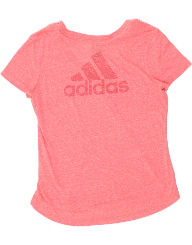 ADIDAS Womens Graphic T-Shirt Top UK 16/18 Large Pink Flecked Cotton Vintage Adidas and Second-Hand Adidas from Messina Hembry 