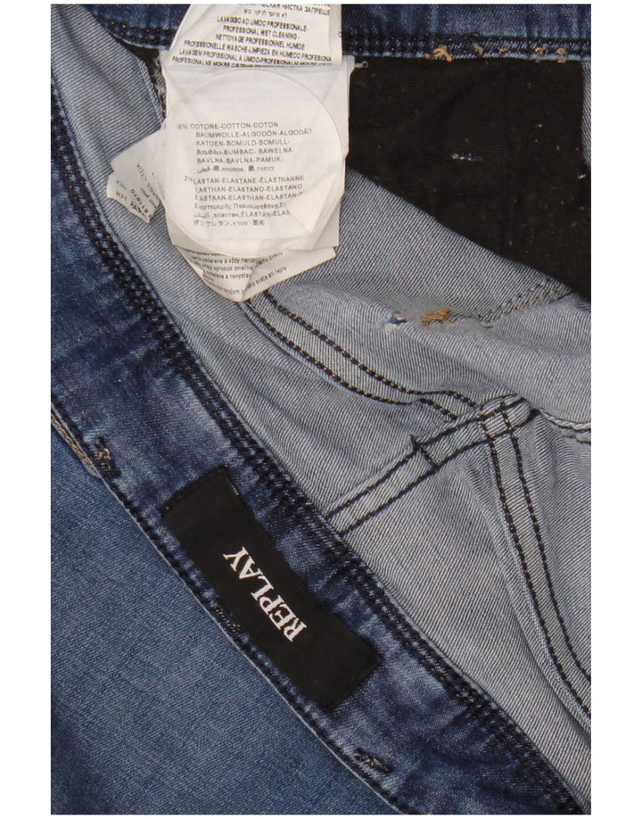 Replay Mens Slim Jeans W36 L32 Blue Cotton