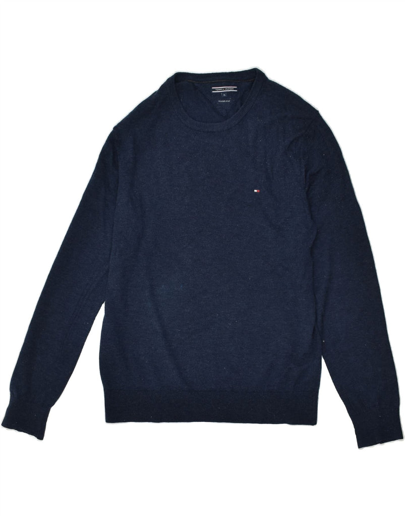 TOMMY HILFIGER Mens Crew Neck Jumper Sweater XL Navy Blue Wool | Vintage Tommy Hilfiger | Thrift | Second-Hand Tommy Hilfiger | Used Clothing | Messina Hembry 