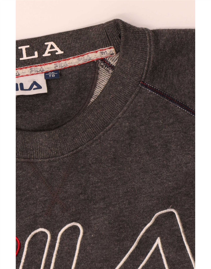 Fila Mens Graphic Sweatshirt Jumper XL Grey Flecked Cotton