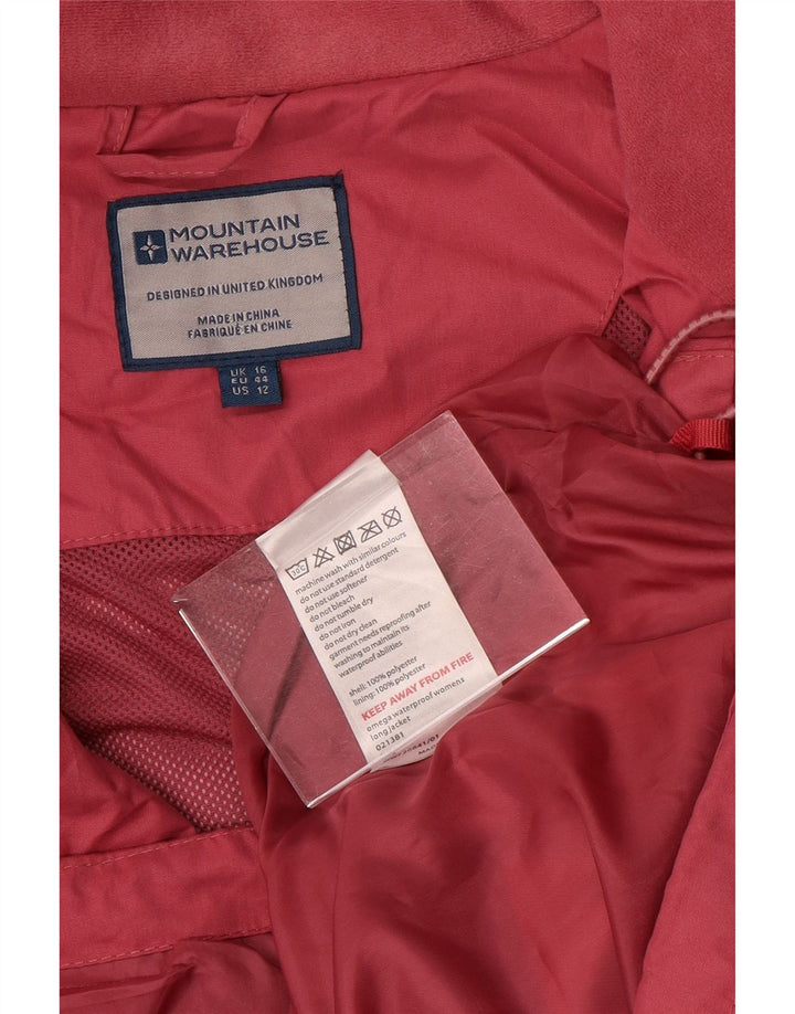 Mountain Warehouse Womens Hooded Rain Jacket UK 16 Large Pink Polyester