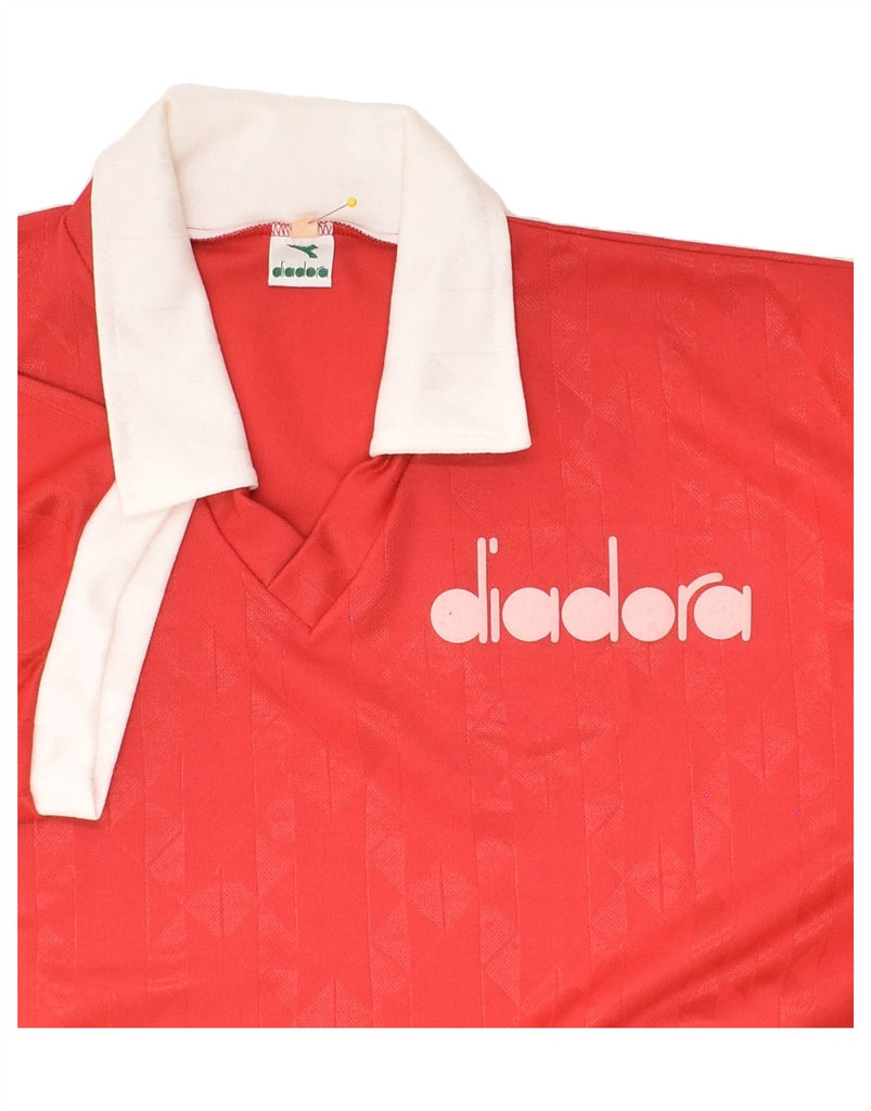 DIADORA Mens Polo Shirt Medium Red Polyester | Vintage Diadora | Thrift | Second-Hand Diadora | Used Clothing | Messina Hembry 