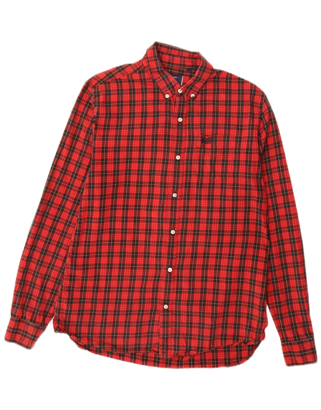 Superdry Mens Flannel Shirt Large Red Check Cotton