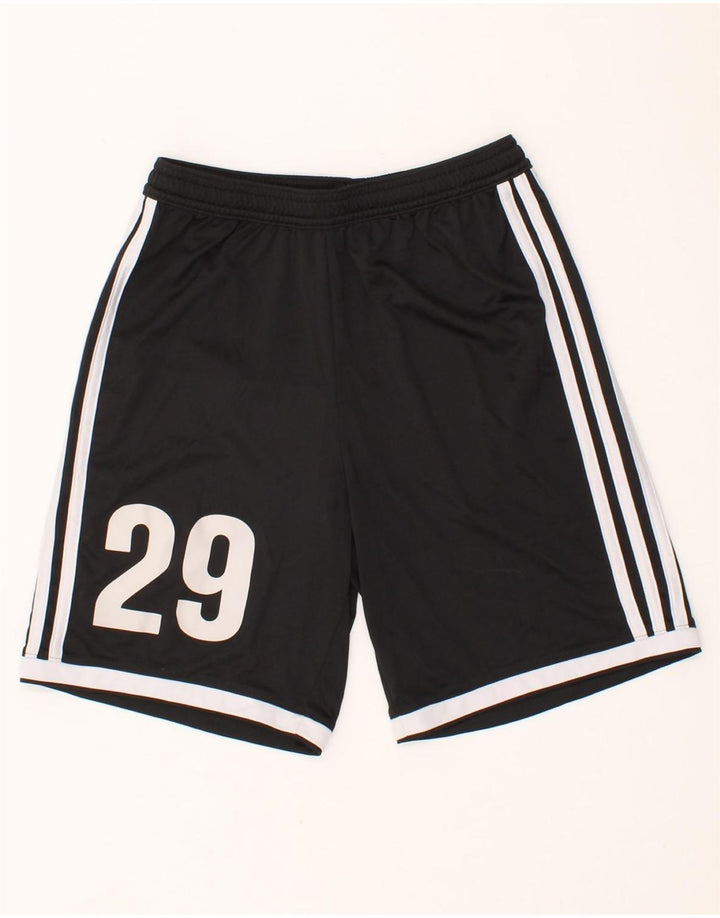 ADIDAS Boys Climalite Graphic Sport Shorts 13-14 Years Black Polyester Vintage Adidas and Second-Hand Adidas from Messina Hembry 