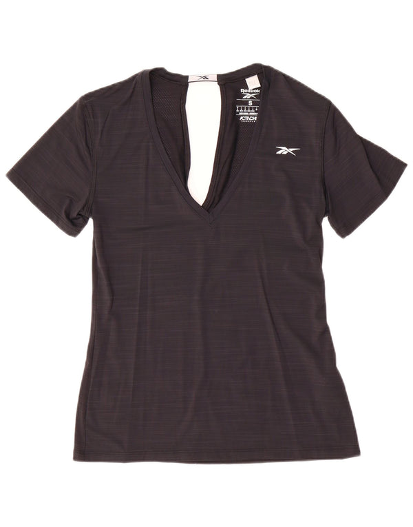Reebok Womens T-Shirt Top UK 8/10 Small Black Flecked Nylon