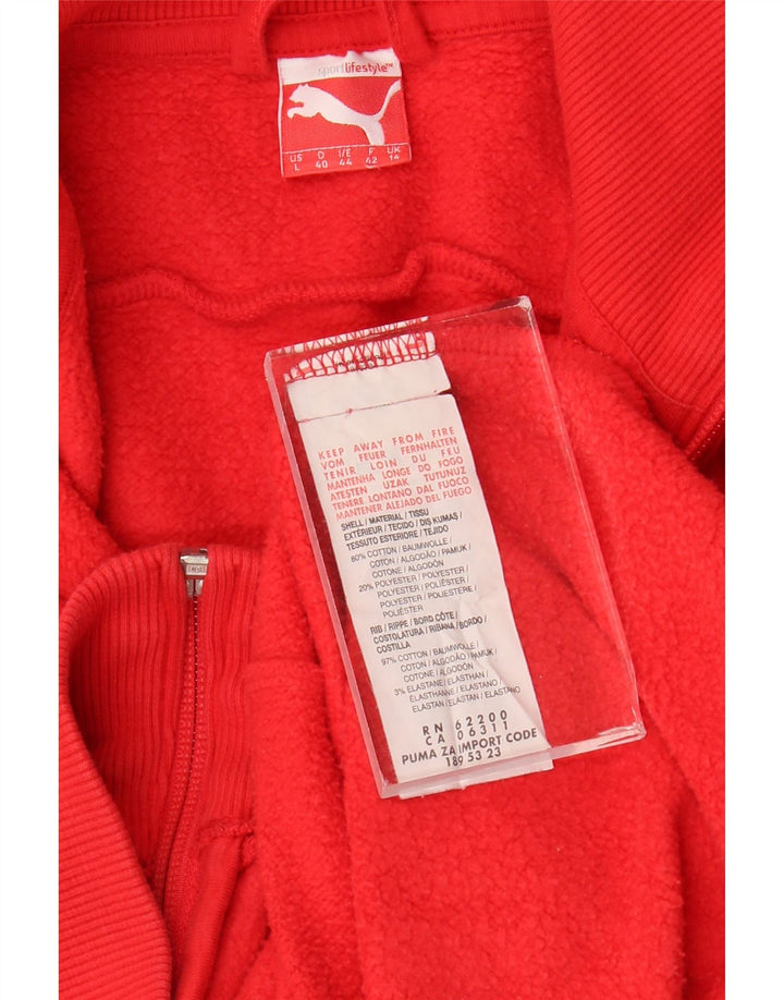 Puma Womens Tracksuit Top Jacket UK 14 Medium Red Cotton