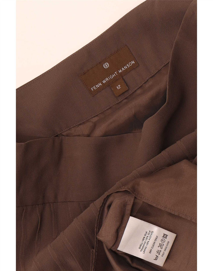 Fenn Wright Manson Womens Ruffle Skirt UK 12 Medium W32 Brown Silk