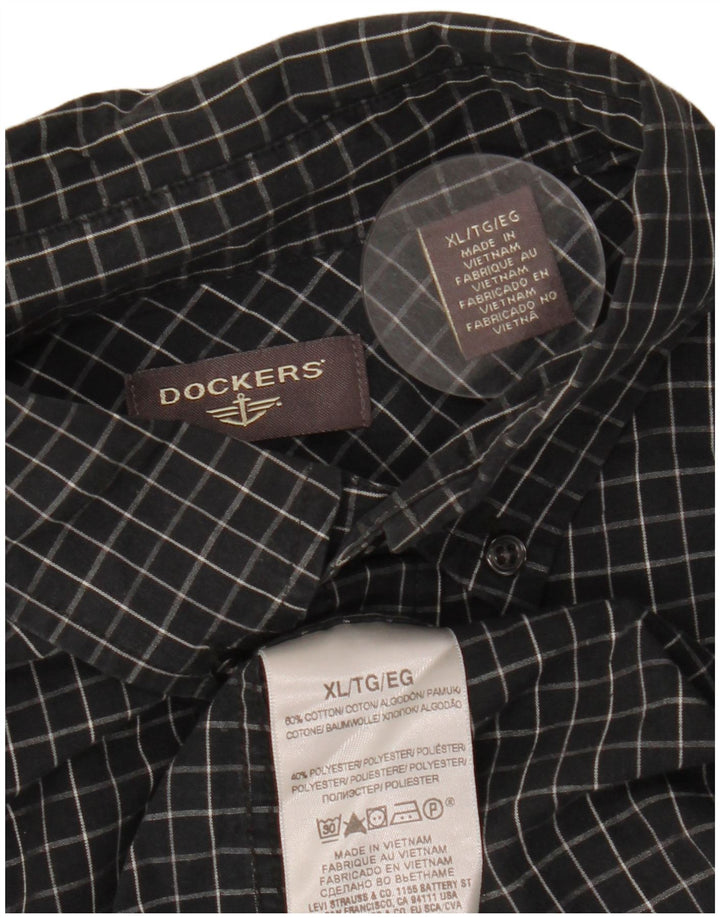 DOCKERS Mens Shirt XL Black Check Cotton