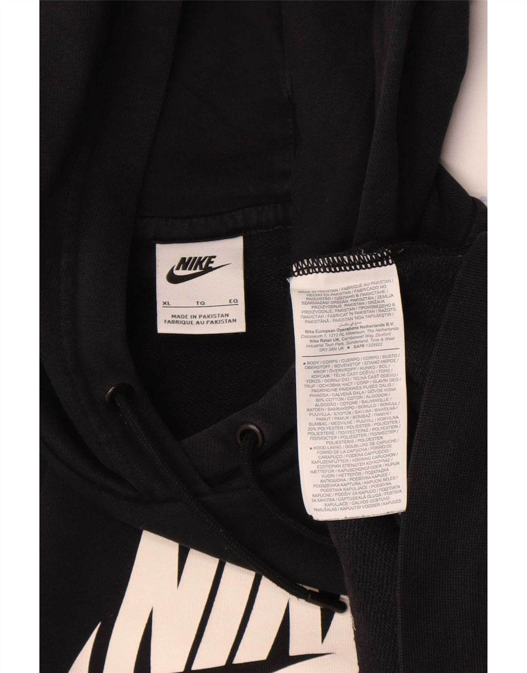 Nike Womens Graphic Hoodie Jumper UK 18 XL Black Polyester