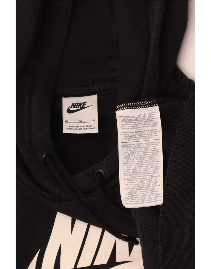 Nike Womens Graphic Hoodie Jumper UK 18 XL Black Polyester