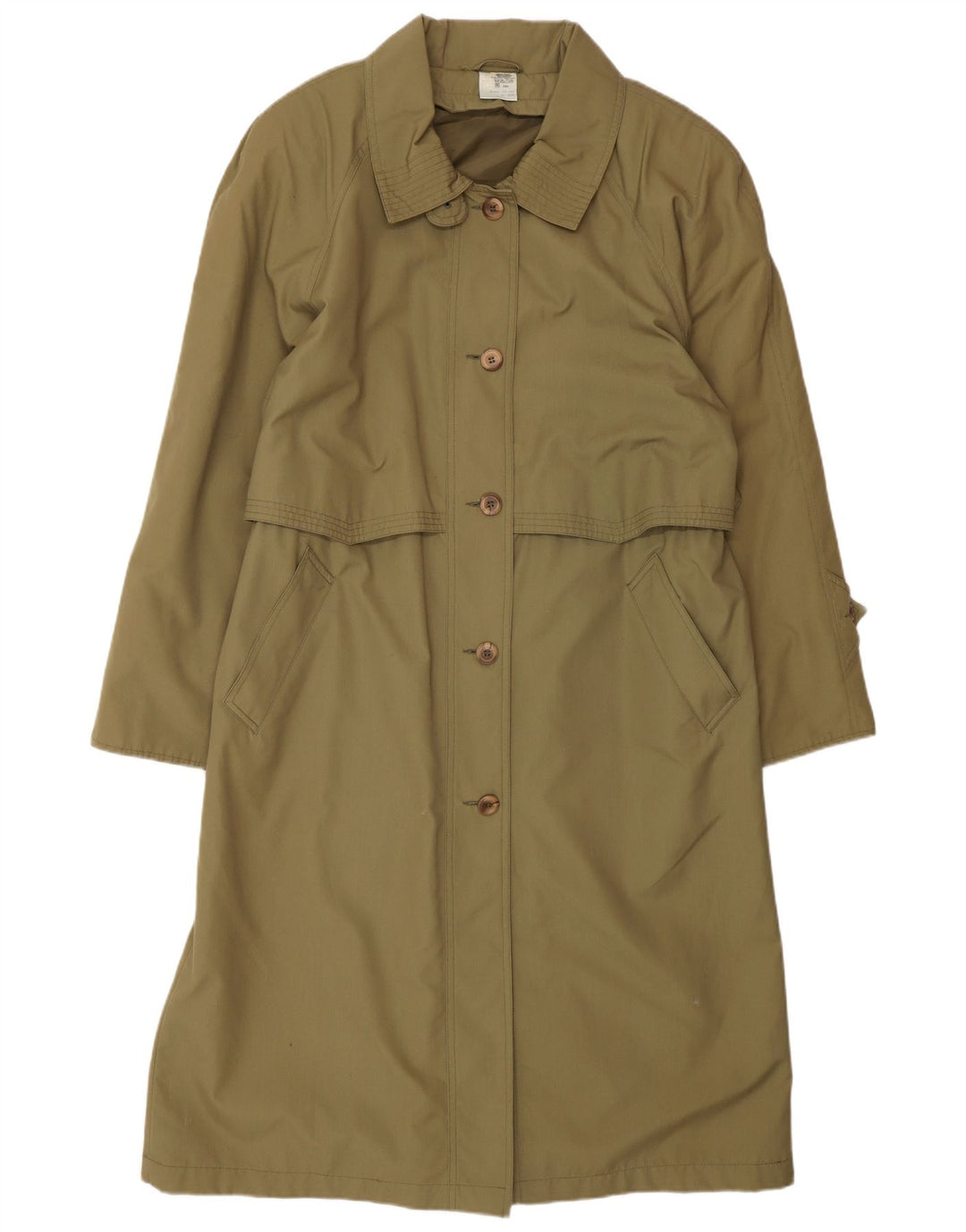 CLASSIC Womens Oversized Longline Trench Coat UK 16 Large Khaki Polyester