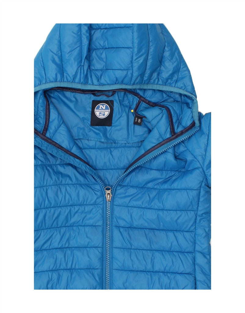 NORTH SAILS Boys Hooded Padded Jacket 7-8 Years Blue Polyester | Vintage North Sails | Thrift | Second-Hand North Sails | Used Clothing | Messina Hembry 