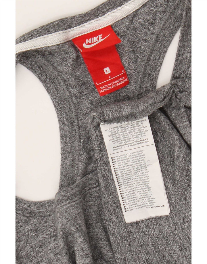 Nike Womens Graphic Vest Top UK 16 Large Grey Flecked Cotton