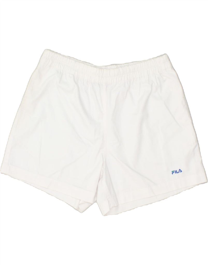 FILA Womens Graphic Sport Shorts IT 48 XL White | Vintage Fila | Thrift | Second-Hand Fila | Used Clothing | Messina Hembry 