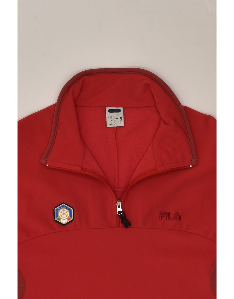 FILA Mens Zip Neck Pullover Tracksuit Top Large Red Polyamide | Vintage Fila | Thrift | Second-Hand Fila | Used Clothing | Messina Hembry 