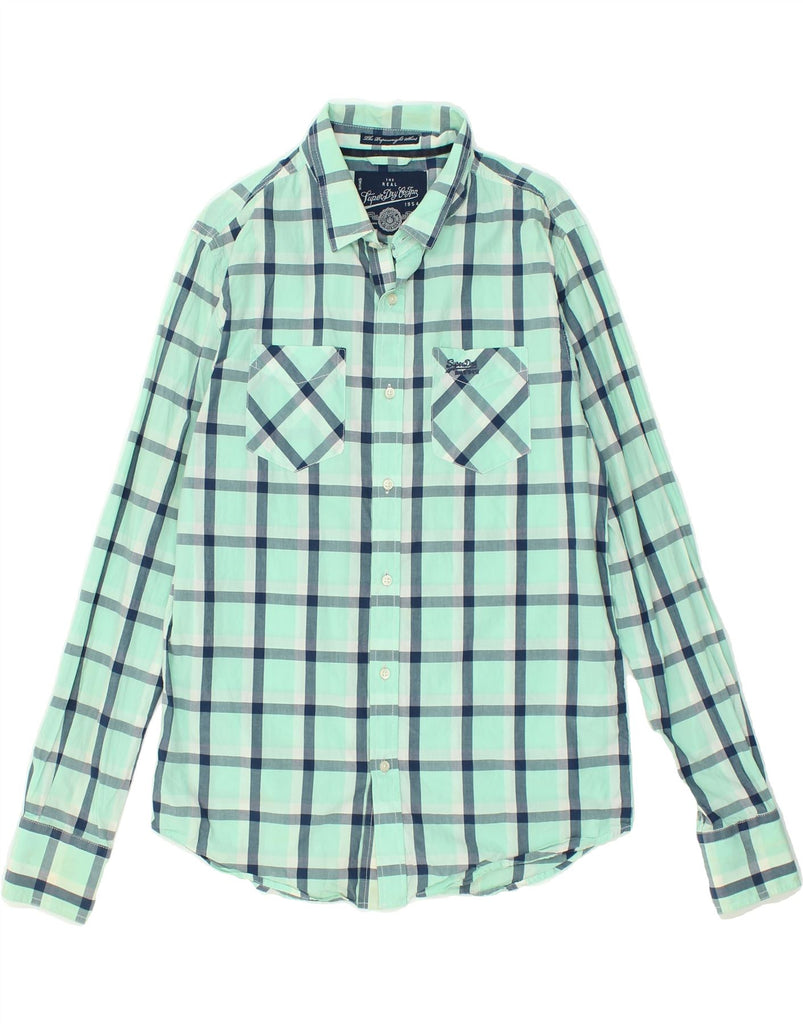 SUPERDRY Mens Shirt Large Green Check Cotton | Vintage Superdry | Thrift | Second-Hand Superdry | Used Clothing | Messina Hembry 