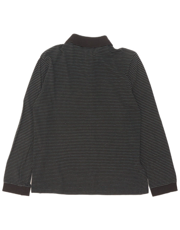 Lacoste Mens Long Sleeve Polo Shirt Size 5 Large Black Pinstripe Cotton