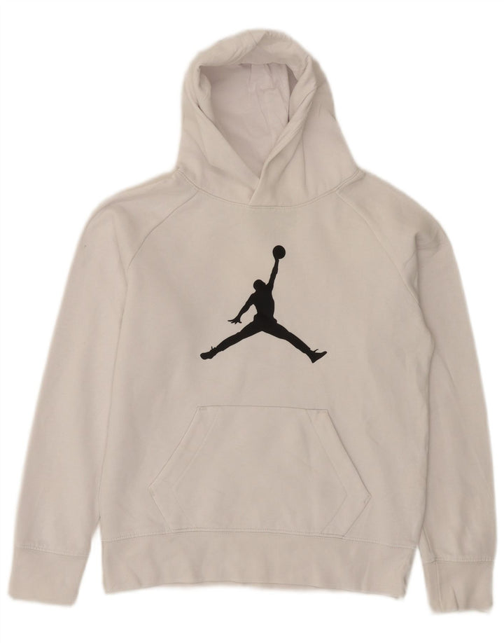 Jordan Boys Graphic Hoodie Jumper 10-11 Years Medium White Cotton