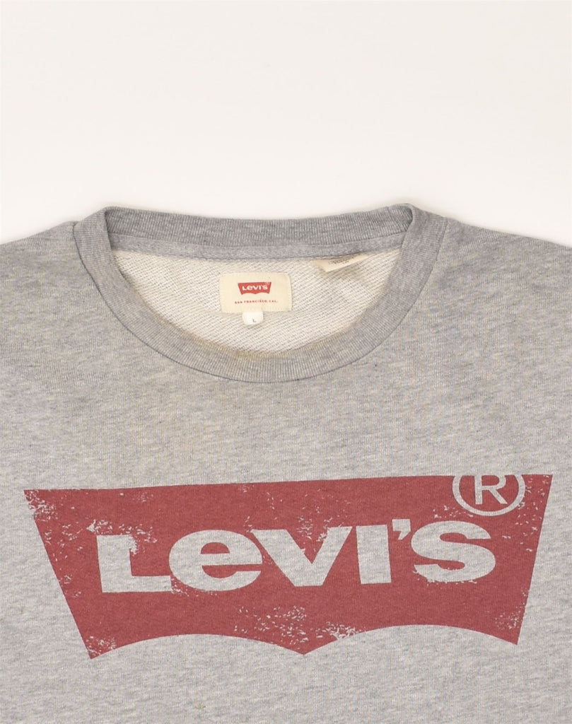 LEVI'S Mens Graphic Sweatshirt Jumper Large Grey Cotton | Vintage Levi's | Thrift | Second-Hand Levi's | Used Clothing | Messina Hembry 