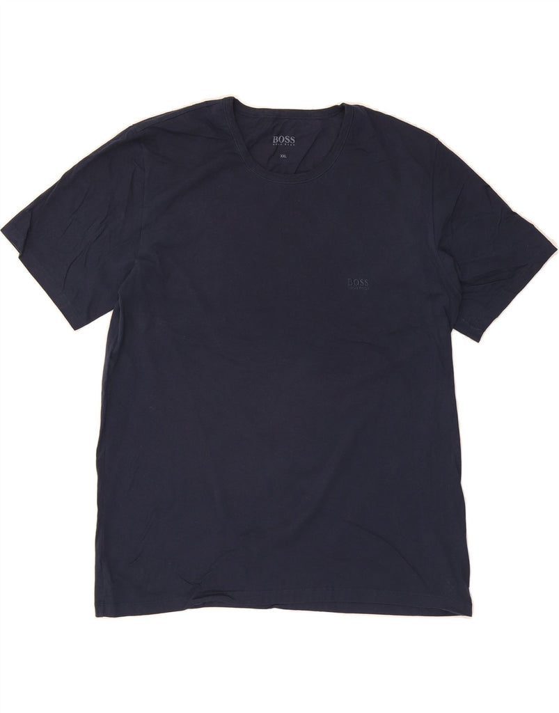 HUGO BOSS Mens T-Shirt Top 2XL Navy Blue Cotton Vintage Hugo Boss and Second-Hand Hugo Boss from Messina Hembry 
