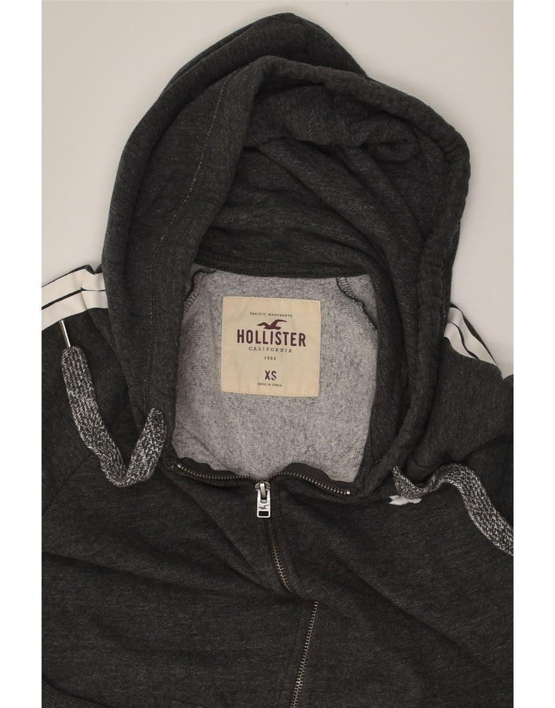 HOLLISTER Womens Graphic Zip Hoodie Sweater UK 6 XS Grey Cotton | Vintage Hollister | Thrift | Second-Hand Hollister | Used Clothing | Messina Hembry 