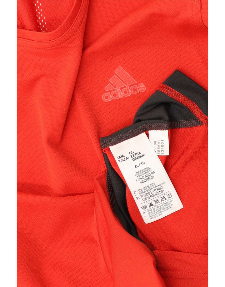 Adidas Mens Vest Top XL Red Colourblock Polyester