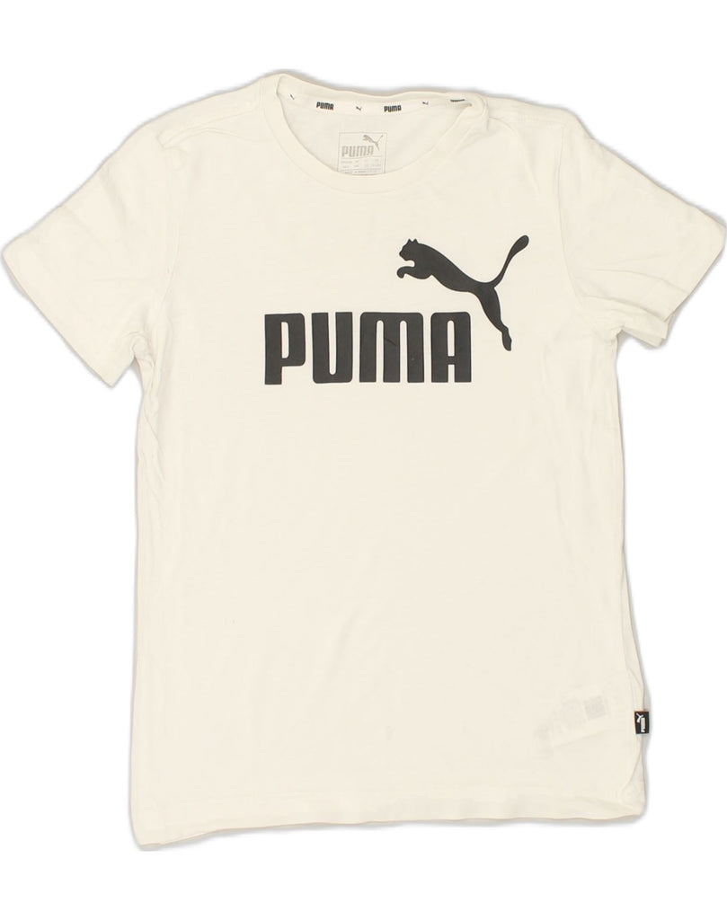 PUMA Boys Graphic T-Shirt Top 9-10 Years White Cotton | Vintage Puma | Thrift | Second-Hand Puma | Used Clothing | Messina Hembry 