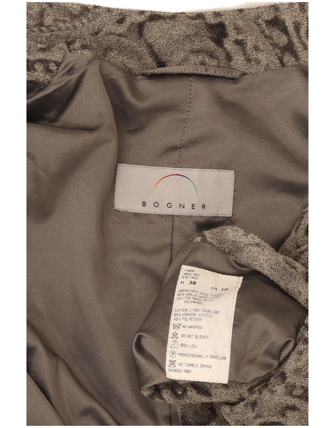 BOGNER Womens 5 Button Blazer Jacket US 10 Large Grey Paisley Wool