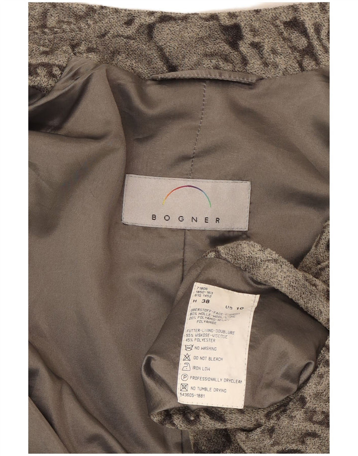 BOGNER Womens 5 Button Blazer Jacket US 10 Large Grey Paisley Wool