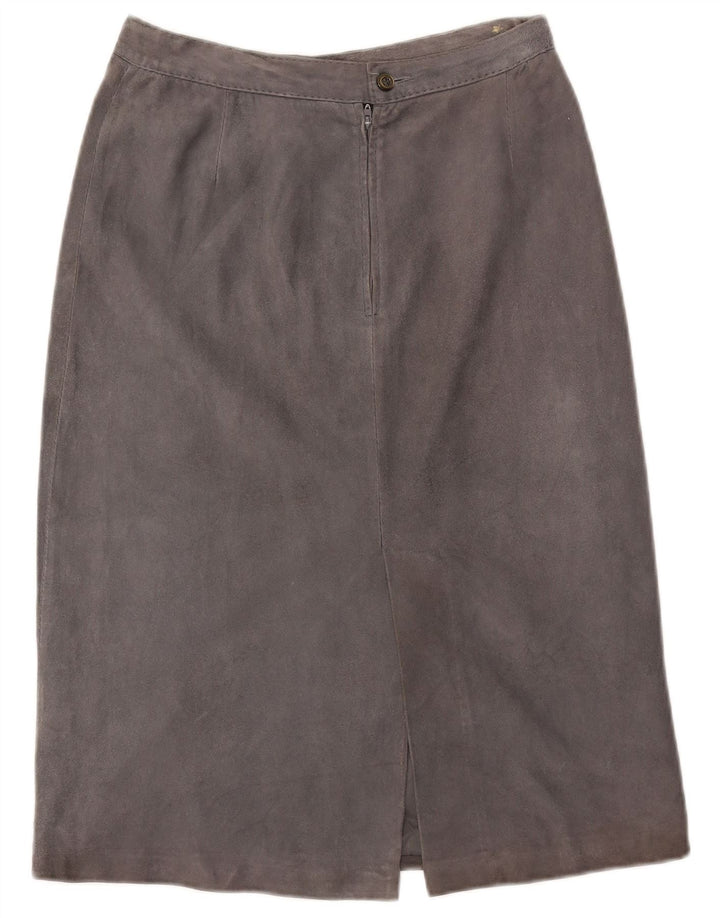 VINTAGE Womens Suede Skirt IT 44 W27 L26 Grey