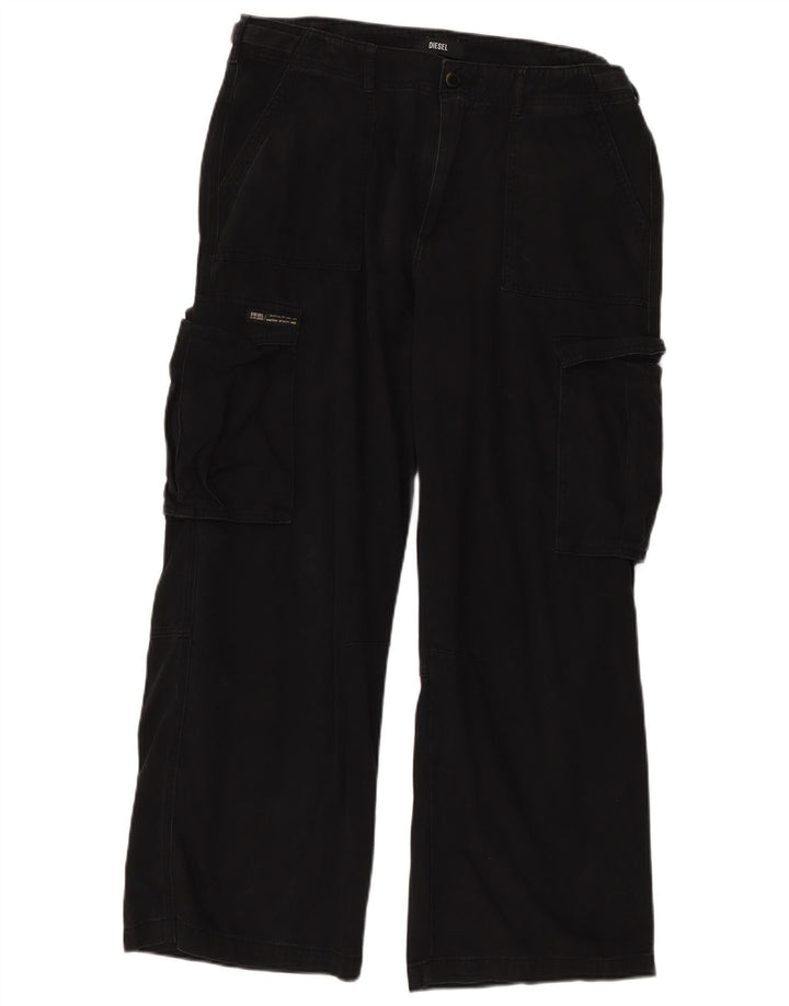 DIESEL Womens Straight Cargo Trousers US 16 2XL W36 L30 Black Cotton