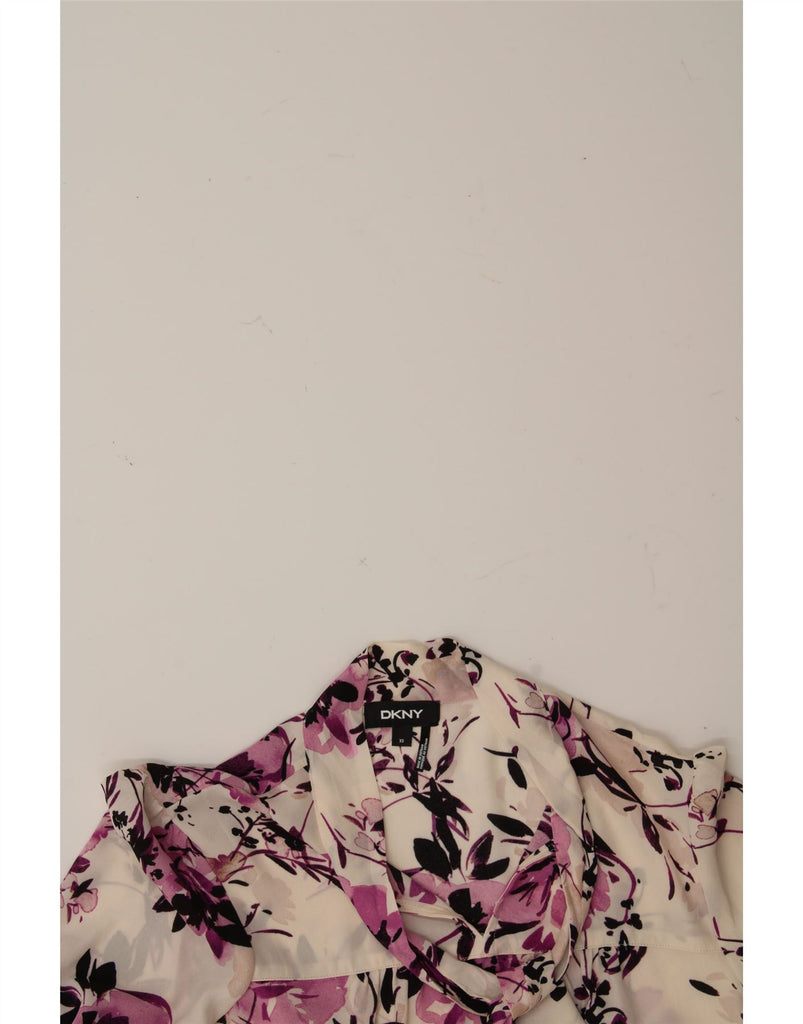 DKNY Womens Oversized See Through Blouse Top UK 6 XS Off White Floral Vintage Dkny and Second-Hand Dkny from Messina Hembry 