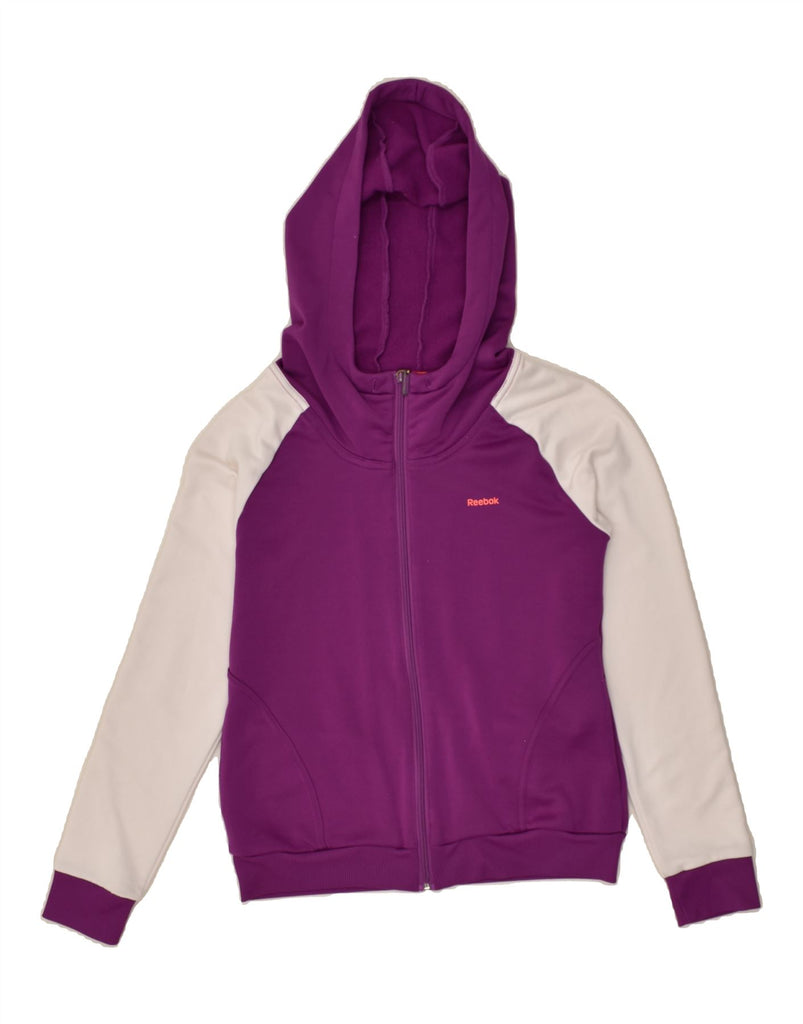 REEBOK Womens Zip Hoodie Sweater UK 8-10 Small Purple Colourblock | Vintage Reebok | Thrift | Second-Hand Reebok | Used Clothing | Messina Hembry 