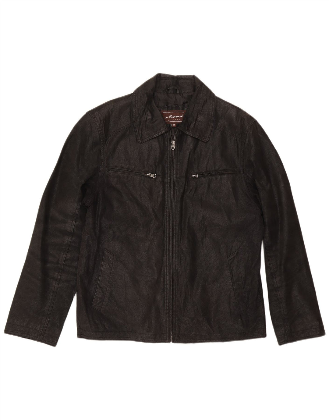 In Extenso Mens Leather Jacket UK 38 Medium Black