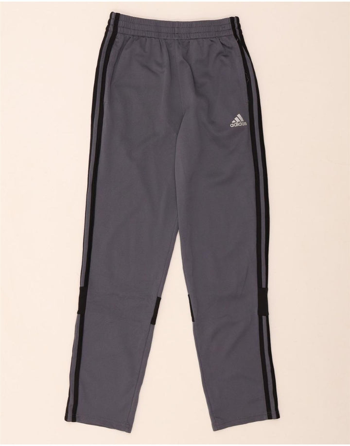ADIDAS Boys Tracksuit Trousers 12-13 Years Large Grey Colourblock