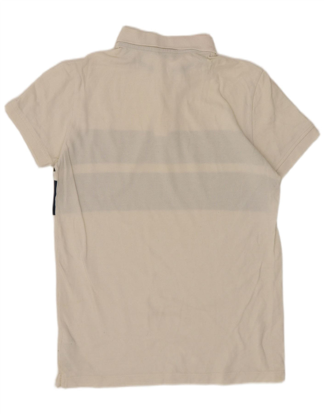 Massimo Dutti Mens Polo Shirt Small Off White Colourblock Cotton