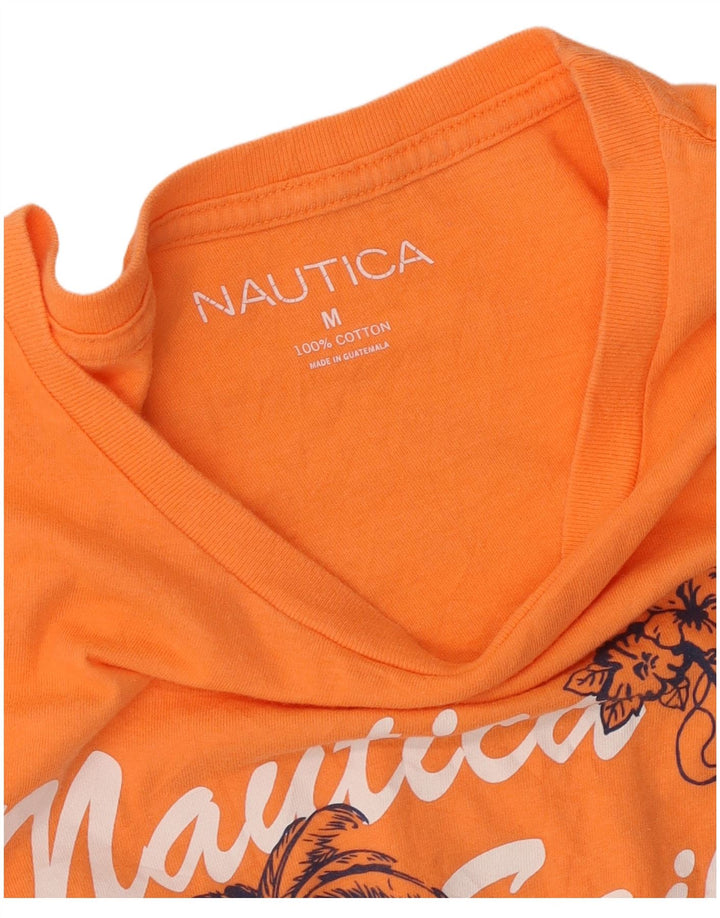Nautica Mens Graphic T-Shirt Top Medium Orange Cotton