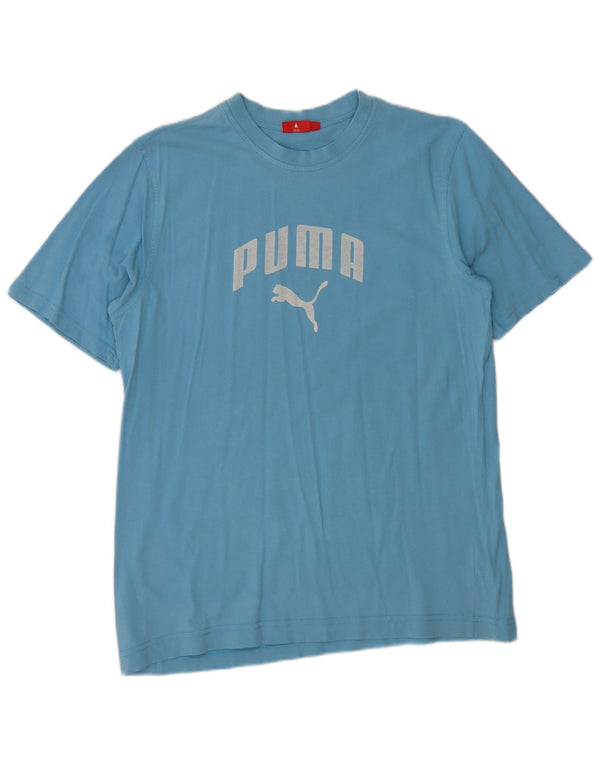 PUMA Mens Graphic T-Shirt Top Large Blue Cotton