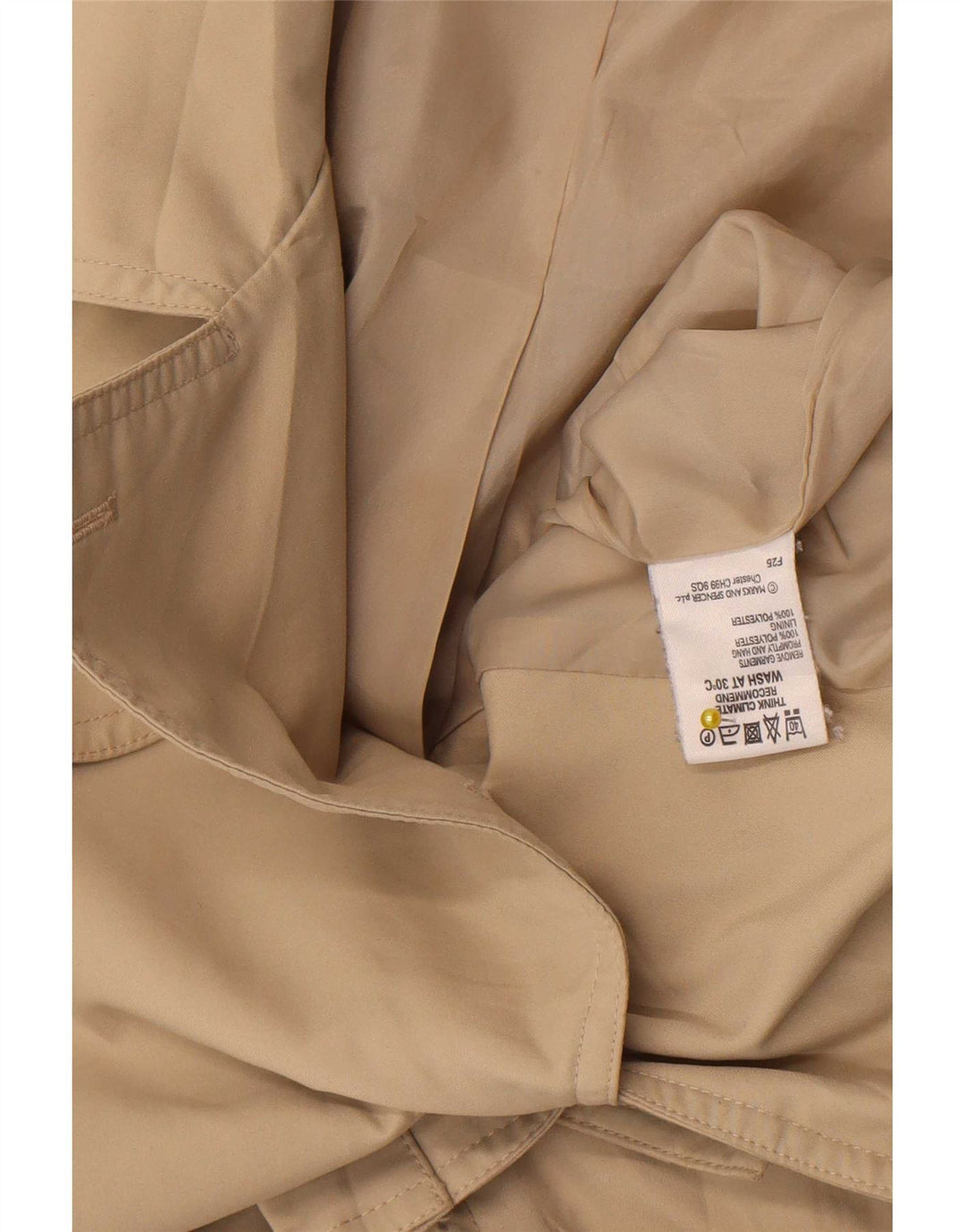 Marks & Spencer Womens Trench Coat UK 14 Large Beige Polyester