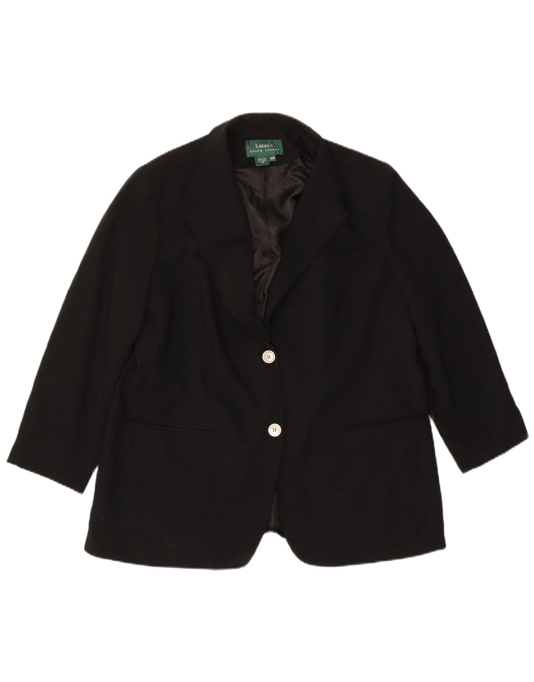 Ralph Lauren Womens 2 Button Blazer Jacket US 14 XL Black Wool