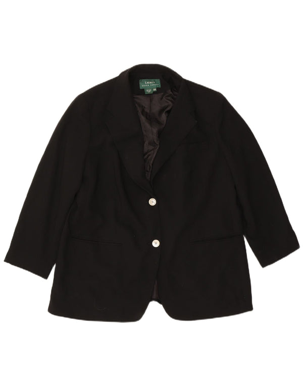 Ralph Lauren Womens 2 Button Blazer Jacket US 14 XL Black Wool