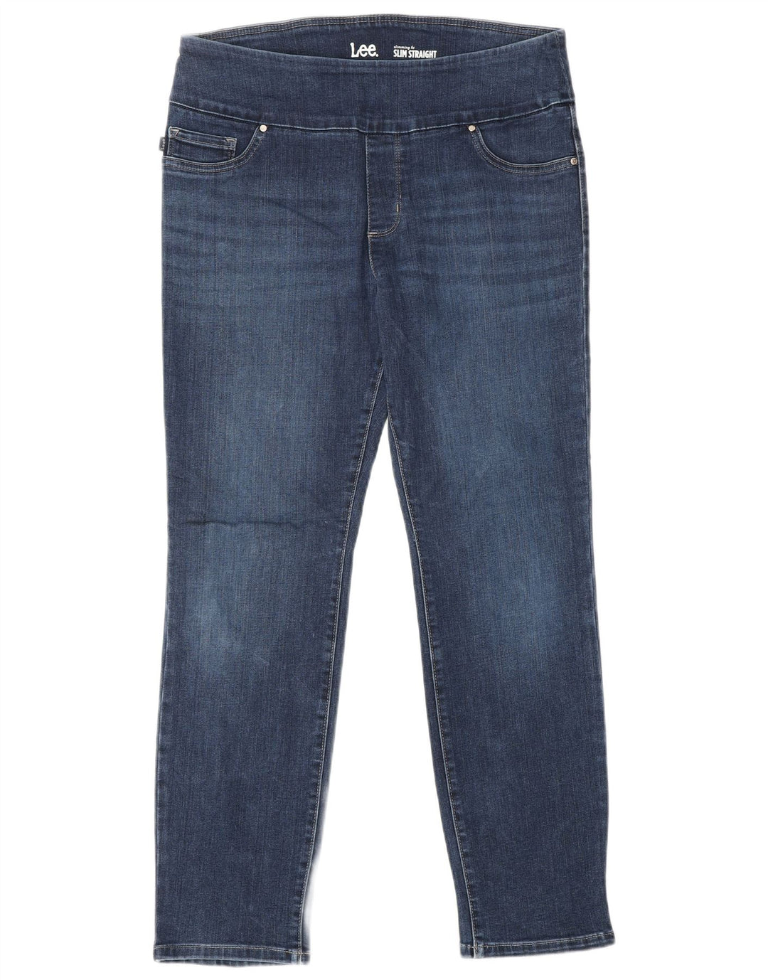 LEE Womens Slimming Fit High Rise Straight Jeans US 12 Large W30 L27 Blue