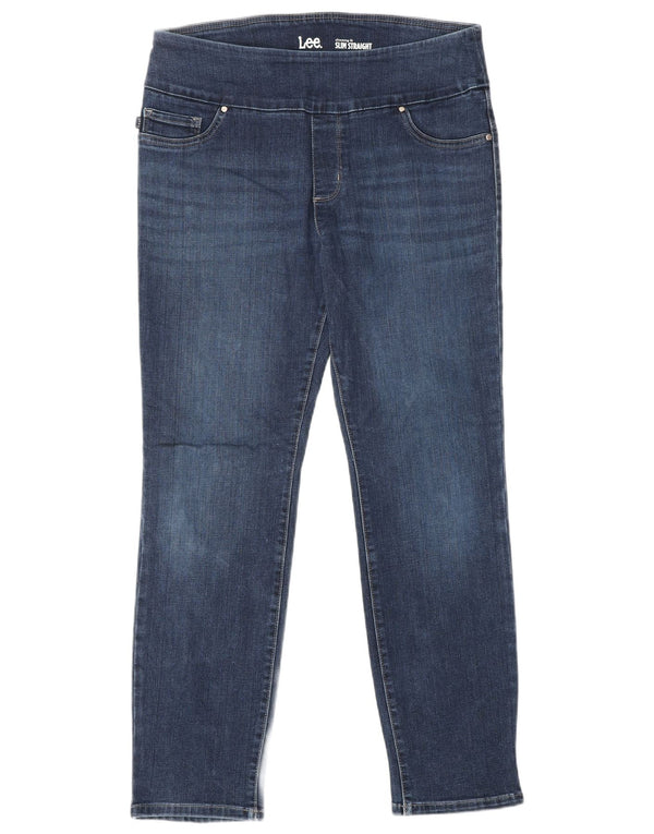 LEE Womens Slimming Fit High Rise Straight Jeans US 12 Large W30 L27 Blue