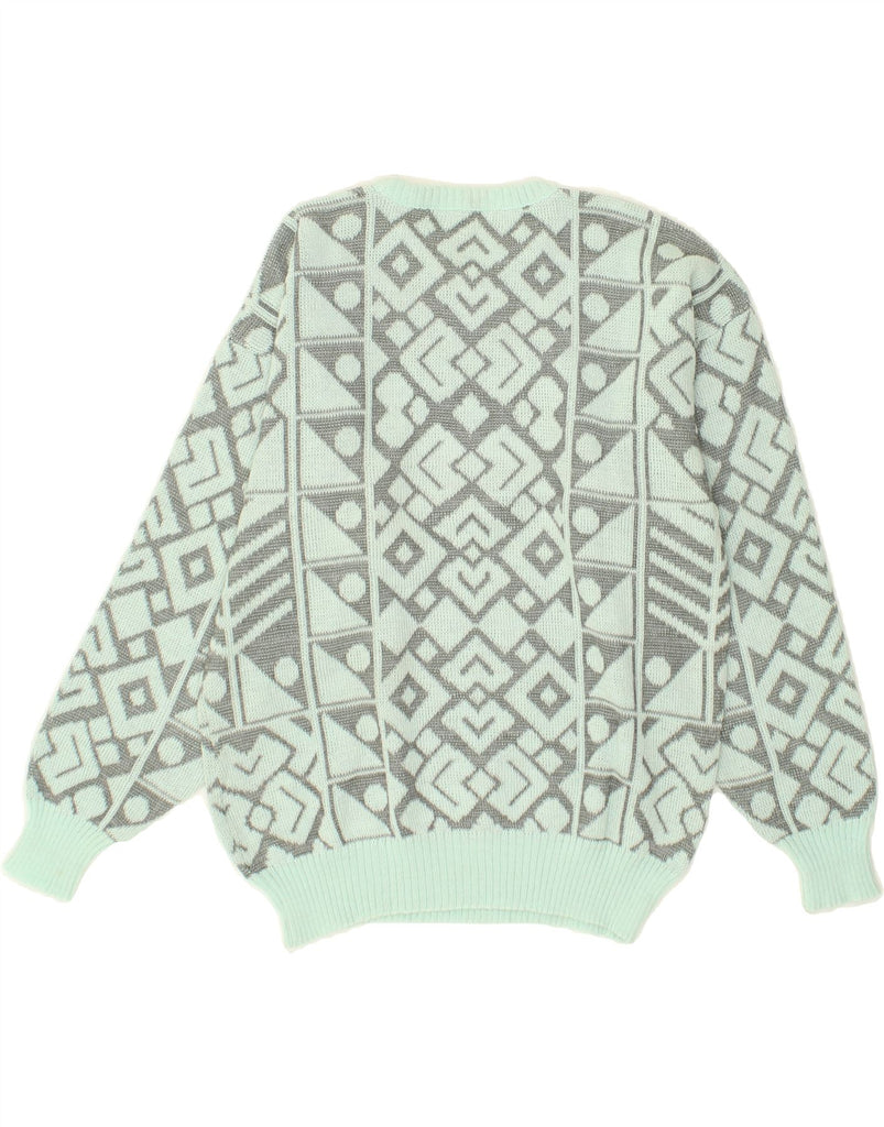 VINTAGE Womens Crew Neck Jumper Sweater UK 12 Medium Green Geometric | Vintage Vintage | Thrift | Second-Hand Vintage | Used Clothing | Messina Hembry 