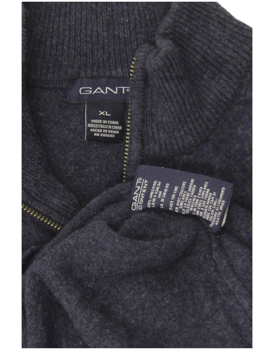 Gant Mens Cardigan Sweater XL Navy Blue Lambswool