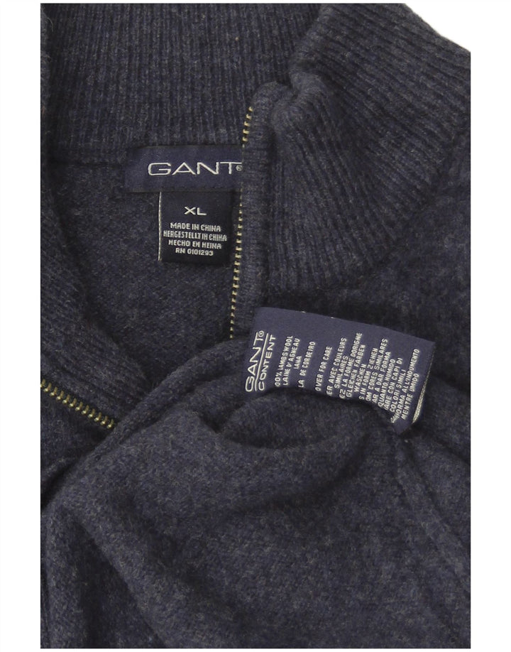 Gant Mens Cardigan Sweater XL Navy Blue Lambswool